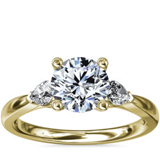 NOUVEAU Bagues de fiançailles diamant latéral taille poire en or jaune 14 carats (0,23 carats, poids total)